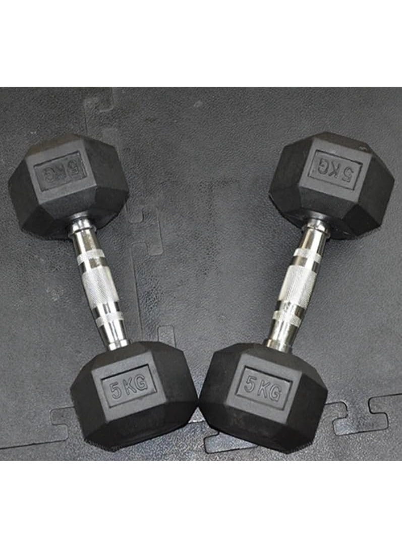 NYVIO 5KG Hex Dumbbell Pair (10KG Total) Rubber Coated Weights with Anti-Slip Grip – Home Gym Strength Training - Image 2